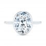 18k White Gold 18k White Gold Bezel Set Oval Solitaire Engagement Ring - Top View -  107638 - Thumbnail