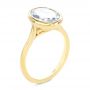 14k Yellow Gold Bezel Set Oval Solitaire Engagement Ring - Three-Quarter View -  107638 - Thumbnail