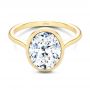 14k Yellow Gold Bezel Set Oval Solitaire Engagement Ring - Flat View -  107638 - Thumbnail