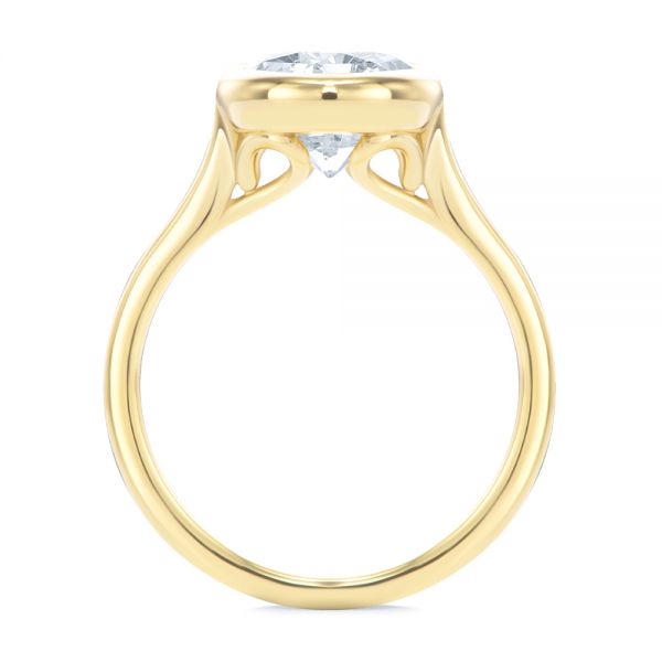 14k Yellow Gold Bezel Set Oval Solitaire Engagement Ring - Front View -  107638