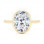 14k Yellow Gold Bezel Set Oval Solitaire Engagement Ring - Top View -  107638 - Thumbnail