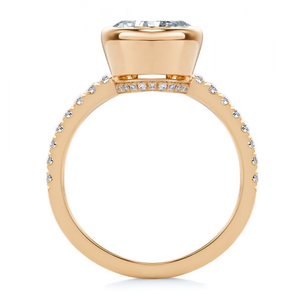 14k Rose Gold 14k Rose Gold Bezel Set Round Diamond Engagement Ring - Front View -  107653 - Thumbnail