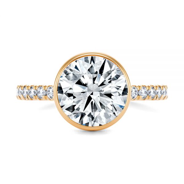 14k Rose Gold 14k Rose Gold Bezel Set Round Diamond Engagement Ring - Top View -  107653 - Thumbnail