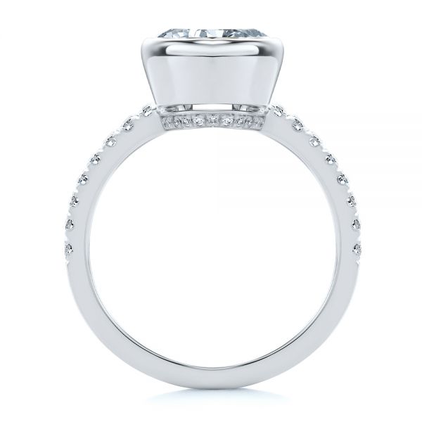  Platinum Platinum Bezel Set Round Diamond Engagement Ring - Front View -  107653 - Thumbnail