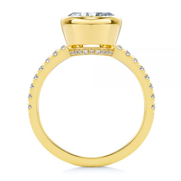 14k Yellow Gold Bezel Set Round Diamond Engagement Ring - Front View -  107653 - Thumbnail