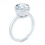 14k White Gold 14k White Gold Bezel Set With Hidden Halo Engagement Ring - Three-Quarter View -  107619 - Thumbnail