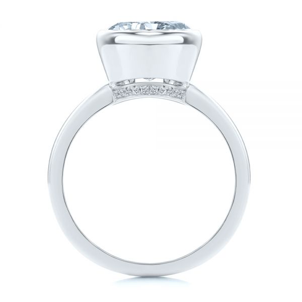 18k White Gold 18k White Gold Bezel Set With Hidden Halo Engagement Ring - Front View -  107619