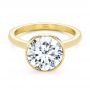 14k Yellow Gold 14k Yellow Gold Bezel Set With Hidden Halo Engagement Ring - Flat View -  107619 - Thumbnail