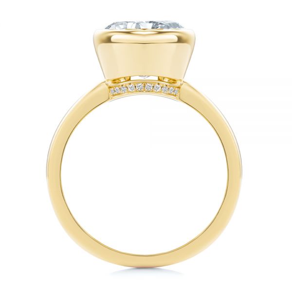 14k Yellow Gold 14k Yellow Gold Bezel Set With Hidden Halo Engagement Ring - Front View -  107619