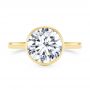 14k Yellow Gold 14k Yellow Gold Bezel Set With Hidden Halo Engagement Ring - Top View -  107619 - Thumbnail