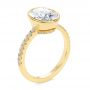 14k Yellow Gold Bezel And Diamond Accents Oval Engagement Ring - Three-Quarter View -  107624 - Thumbnail