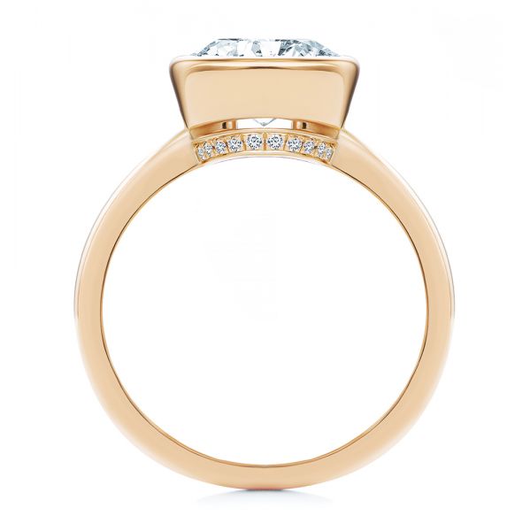 14k Rose Gold 14k Rose Gold Bezel And Hidden Halo Oval Engagement Ring - Front View -  107625 - Thumbnail