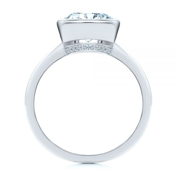  Platinum Platinum Bezel And Hidden Halo Oval Engagement Ring - Front View -  107625 - Thumbnail