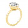 14k Yellow Gold Bezel And Hidden Halo Oval Engagement Ring - Three-Quarter View -  107625 - Thumbnail