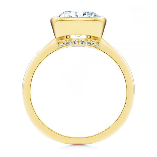 14k Yellow Gold Bezel And Hidden Halo Oval Engagement Ring - Front View -  107625 - Thumbnail