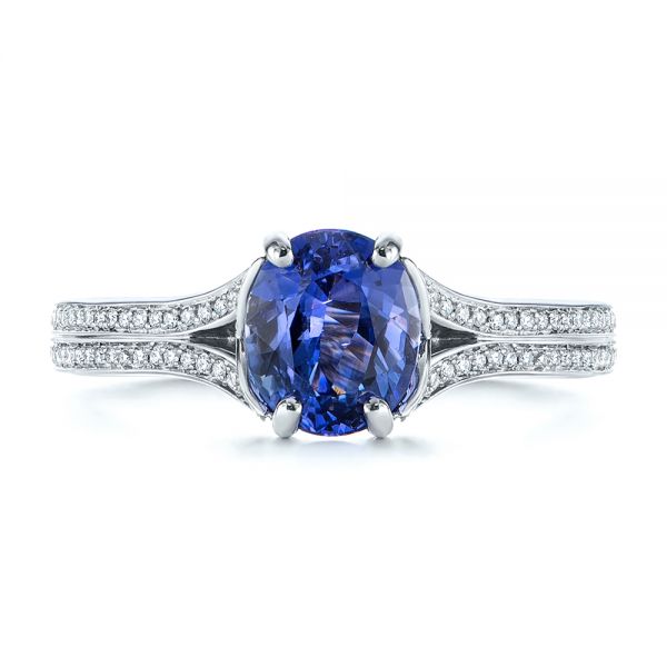 Blue Sapphire And Diamond Split Shank Engagement Ring #105197 - Seattle ...