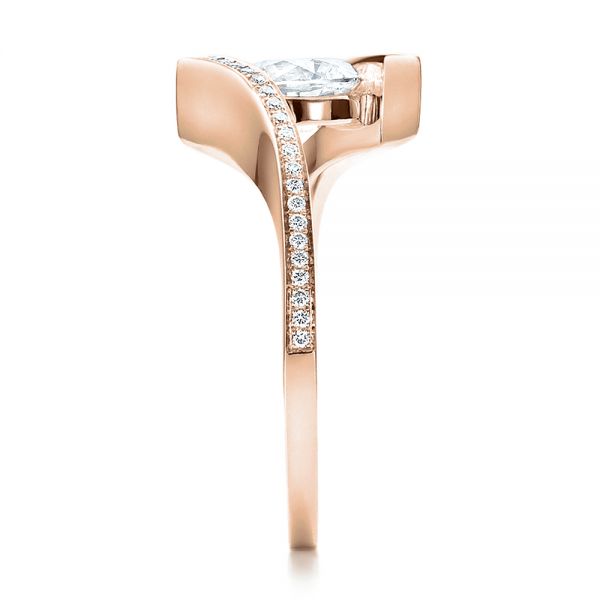Tension Set Diamond Engagement Ring with Twist Design  Jewelry by Johan -  4 / 14k Rose Gold - Jewelry by Johan