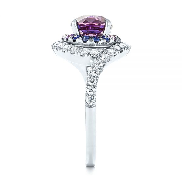 Custom Alexandrite Blue And Purple Sapphire And Diamond Halo Engagement ...