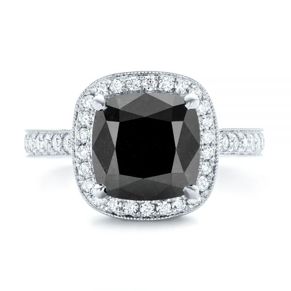 Custom Black Diamond Halo Engagement Ring #102814 - Seattle Bellevue ...
