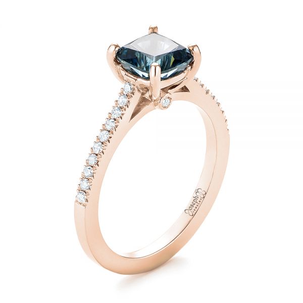 18k Rose Gold Custom Blue-green Sapphire And Diamond Engagement Ring ...