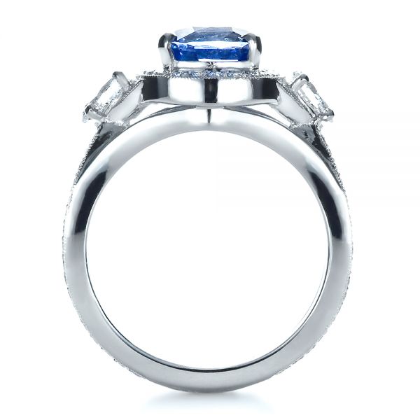  Platinum Custom Blue Sapphire Engagement Ring - Front View -  1432