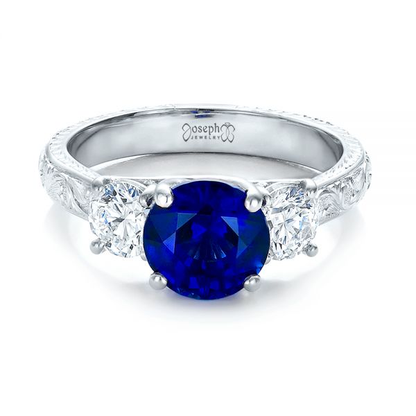 Custom Blue Sapphire And Diamond Anniversary Ring #100603 - Seattle ...