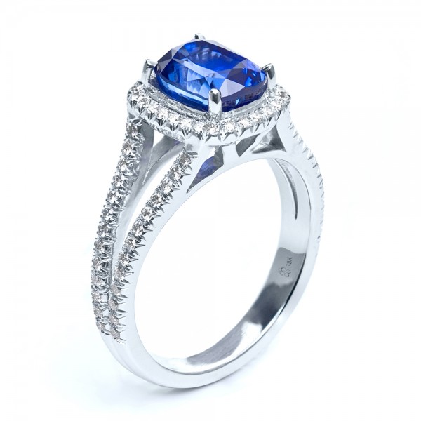 Custom Pink Sapphire and Diamond Halo Engagement Ring #1103 Bellevue ...