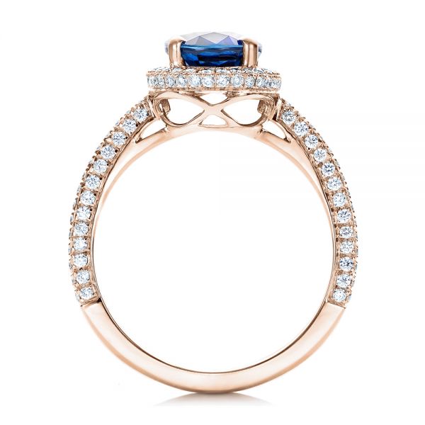 18k Rose Gold Custom Blue Sapphire And Diamond Engagement Ring #102049 ...