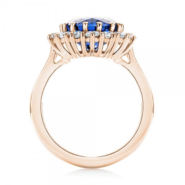 18k Rose Gold Custom Blue Sapphire And Diamond Engagement Ring #103055 ...