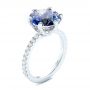 18k White Gold 18k White Gold Custom Blue Sapphire And Diamond Engagement Ring - Three-Quarter View -  103545 - Thumbnail