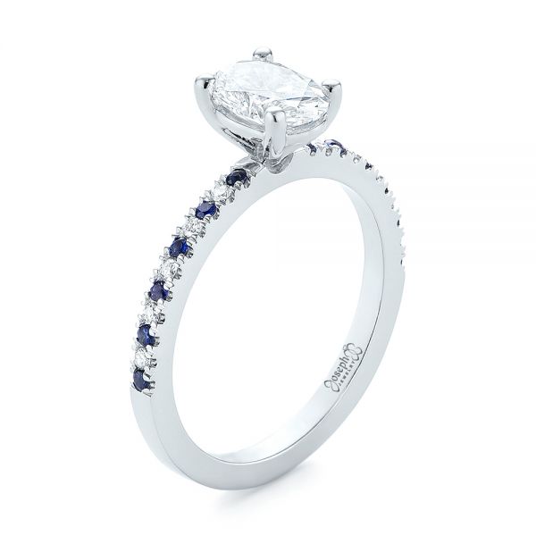 Custom Blue Sapphire and Diamond Engagement Ring - Image