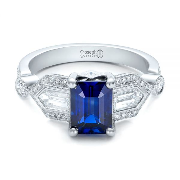 Custom Blue Sapphire And Diamond Engagement Ring #101164 - Seattle ...