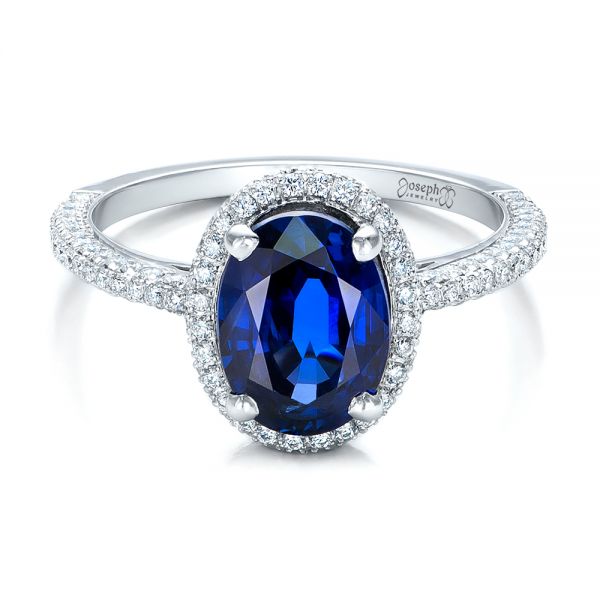 Custom Blue Sapphire And Diamond Engagement Ring #102049 - Seattle ...