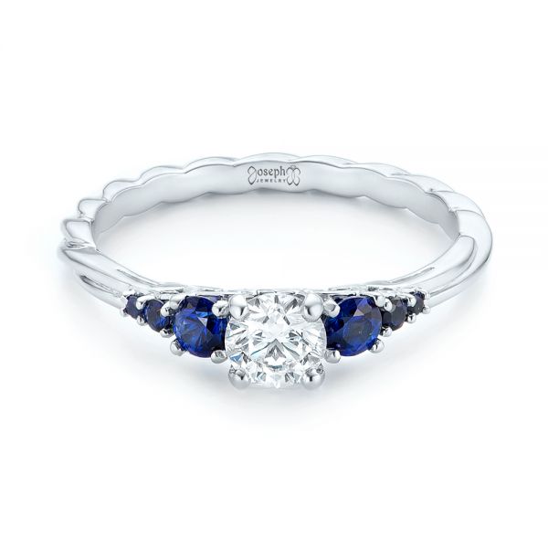 Custom Blue Sapphire And Diamond Engagement Ring #103015 - Seattle ...