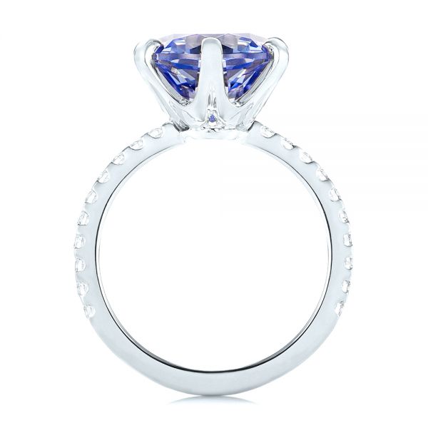 18k White Gold 18k White Gold Custom Blue Sapphire And Diamond Engagement Ring - Front View -  103545