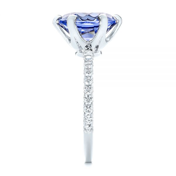 18k White Gold 18k White Gold Custom Blue Sapphire And Diamond Engagement Ring - Side View -  103545