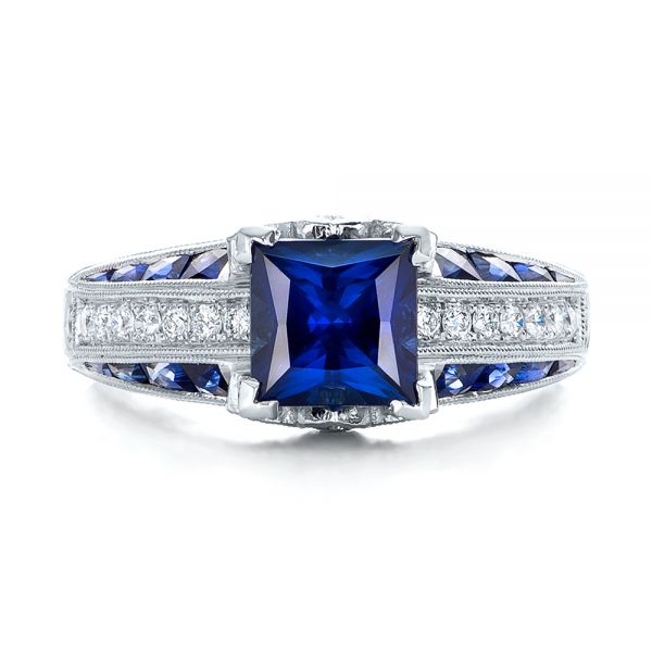 Custom Blue Sapphire And Diamond Engagement Ring #102163 - Seattle ...