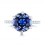 18k White Gold 18k White Gold Custom Blue Sapphire And Diamond Engagement Ring - Top View -  103545 - Thumbnail