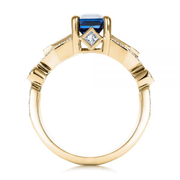 18k Yellow Gold Custom Blue Sapphire And Diamond Engagement Ring ...