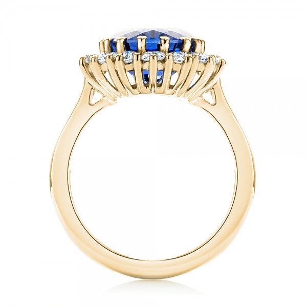 14k Yellow Gold Custom Blue Sapphire And Diamond Engagement Ring ...