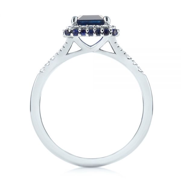 Custom Blue Sapphire And Diamond Halo Engagement Ring #103457 - Seattle ...