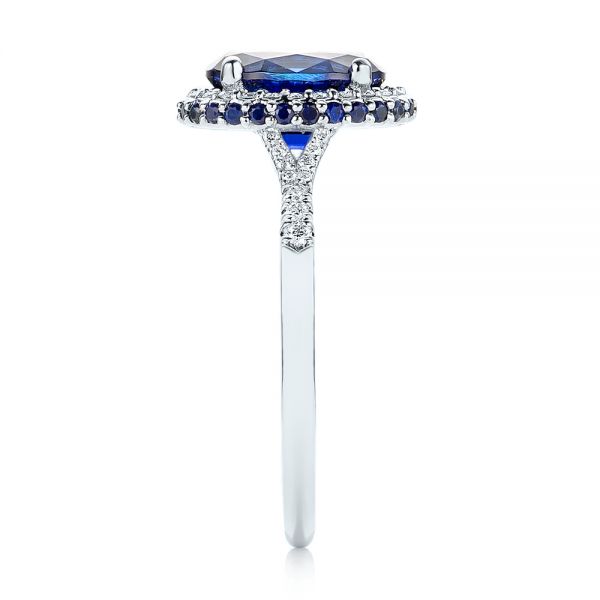 Custom Blue Sapphire And Diamond Halo Engagement Ring #103041 - Seattle ...