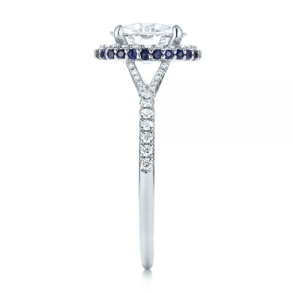 Custom Blue Sapphire And Diamond Halo Engagement Ring #103474 - Seattle ...