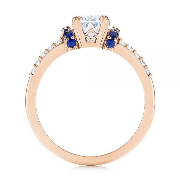 18k Rose Gold Custom Blue Sapphire And Moissanite Engagement Ring ...