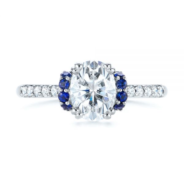 Custom Blue Sapphire And Moissanite Engagement Ring #104653 - Seattle ...