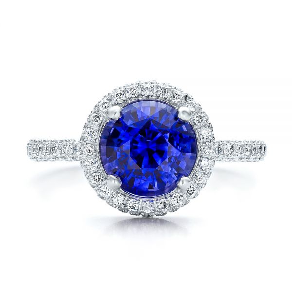 Custom Blue Sapphire And Pave Engagement Ring #100078 - Seattle ...