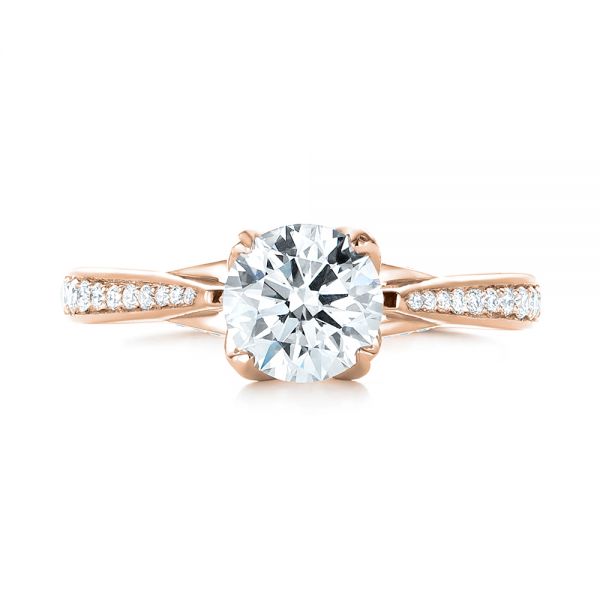 14k Rose Gold 14k Rose Gold Custom Diamond Engagement Ring - Top View -  103464