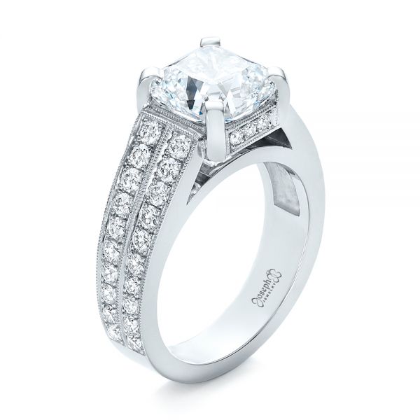  Platinum Custom Diamond Engagement Ring - Three-Quarter View -  102042