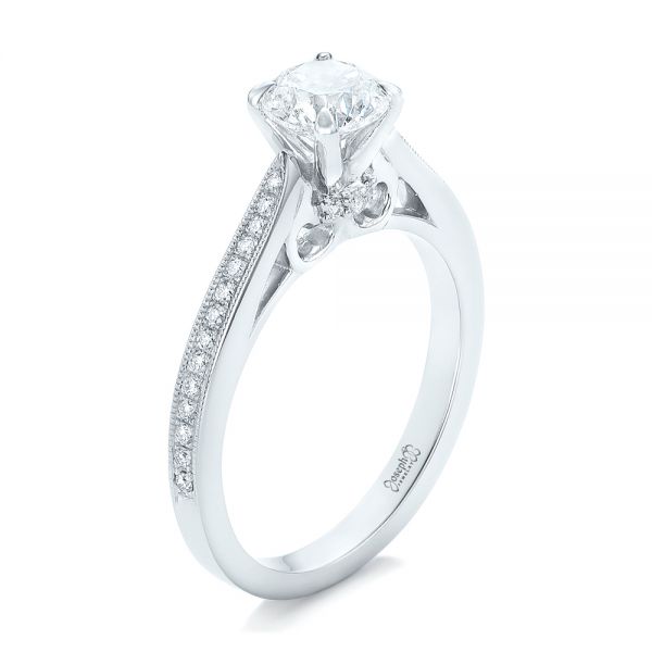  Platinum Custom Diamond Engagement Ring - Three-Quarter View -  102363