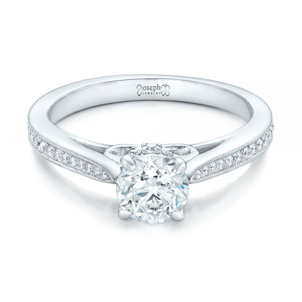  Platinum Custom Diamond Engagement Ring - Flat View -  102363